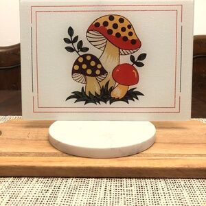 Merry Mushroom Theme Kitchen Glass Cutting Board 8x11